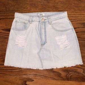 Forever 21 Distressed Denim Mini Skirt